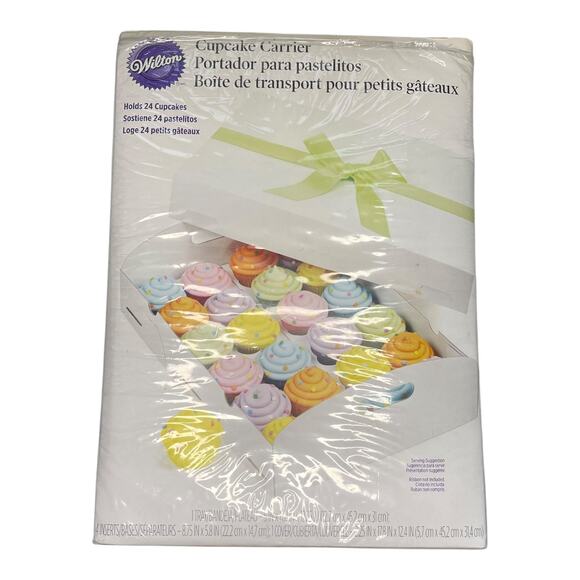 Wilton Folding Tray Cupcake Carrier White Holds 24 Cupcakes, New Open Package - Picture 1 of 8